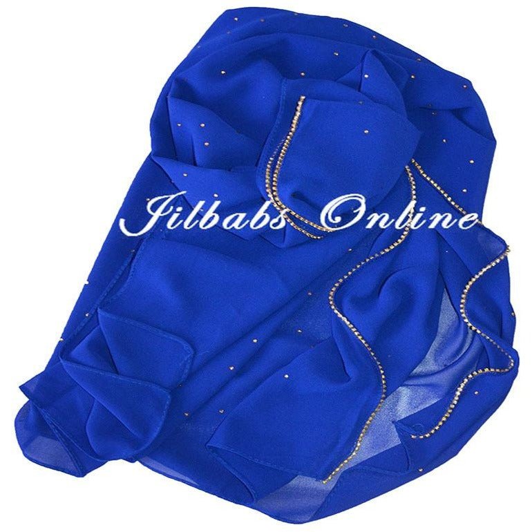 DIAMANTE CHIFFON SCARF royal blue - NURAAH