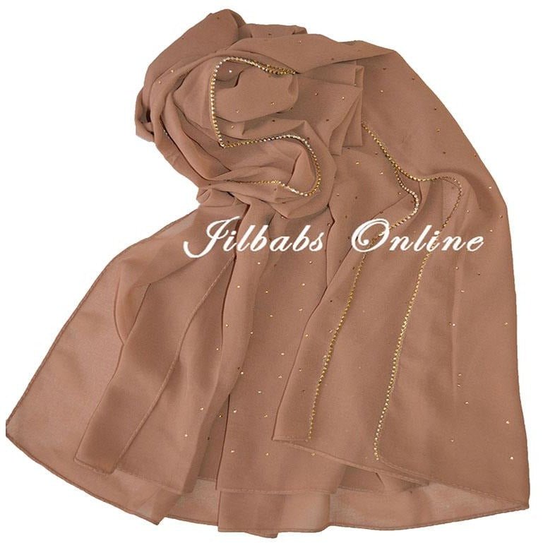 DIAMANTE CHIFFON SCARF sand - NURAAH