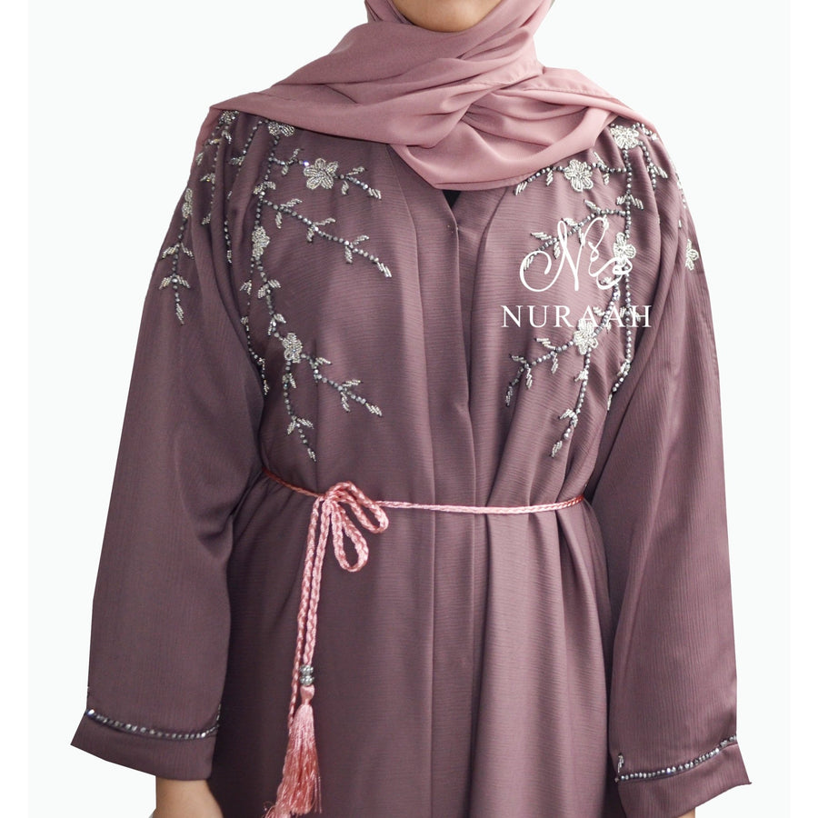 EMBELLISHED OPEN ABAYA LILAC - NURAAH