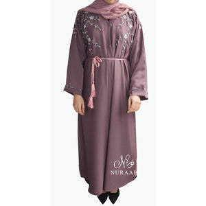 EMBELLISHED OPEN ABAYA LILAC - NURAAH