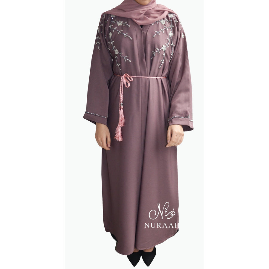 EMBELLISHED OPEN ABAYA LILAC - NURAAH