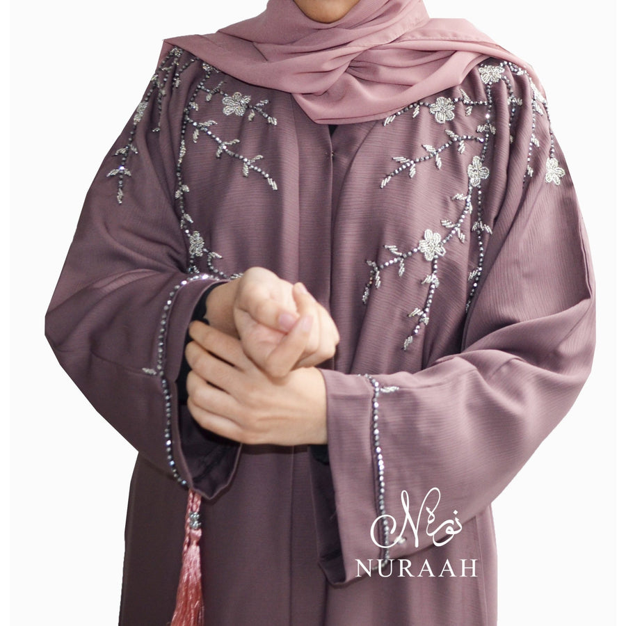 EMBELLISHED OPEN ABAYA LILAC - NURAAH