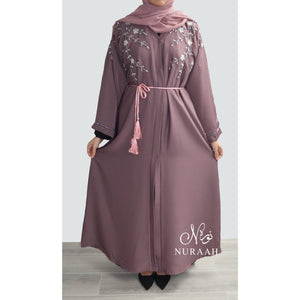 EMBELLISHED OPEN ABAYA LILAC - NURAAH