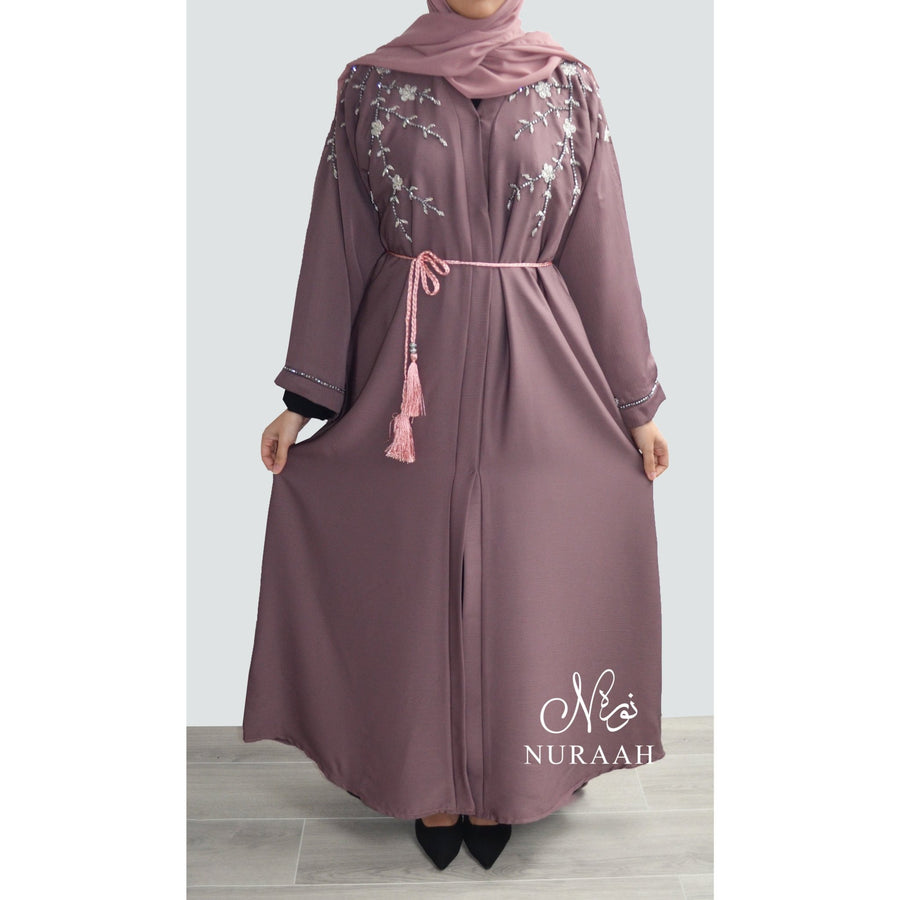 EMBELLISHED OPEN ABAYA LILAC - NURAAH