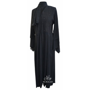 EMBELLISHED PLEATED KIMONO BLACK - NURAAH