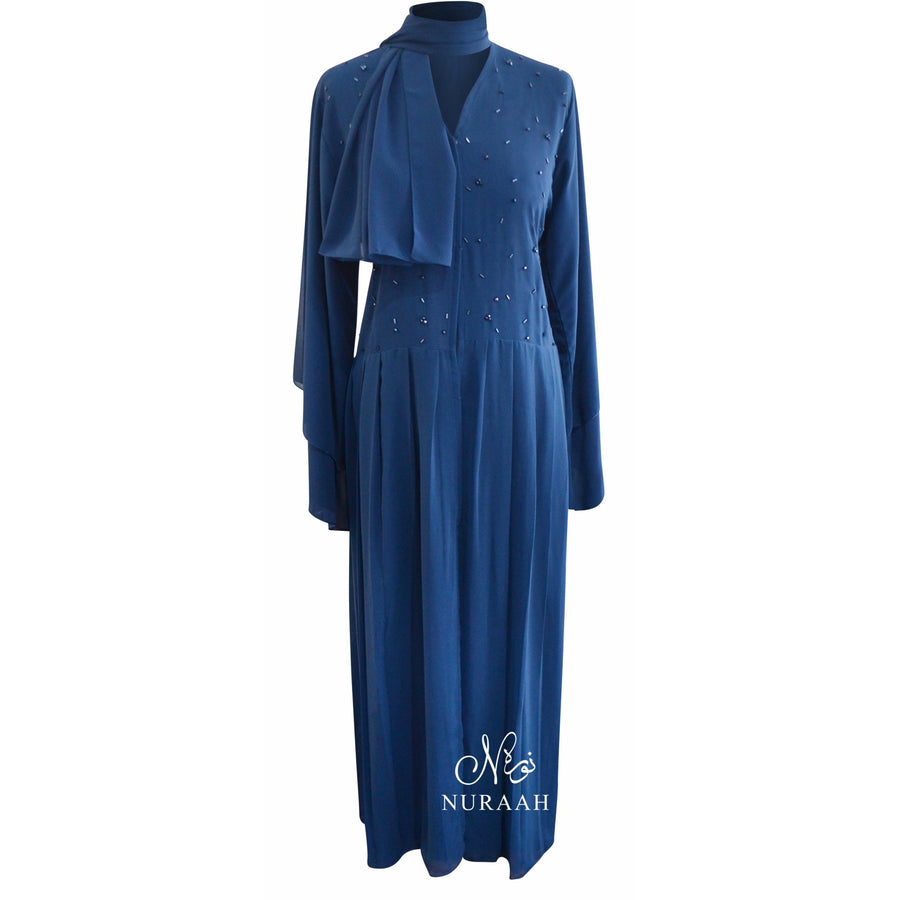 EMBELLISHED PLEATED KIMONO ELECTRIC BLUE - NURAAH