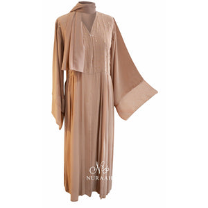 EMBELLISHED PLEATED KIMONO PEACH - NURAAH