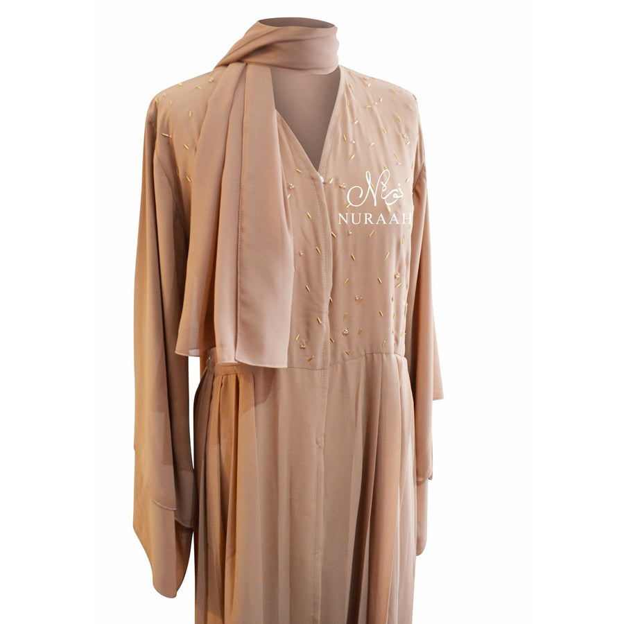 EMBELLISHED PLEATED KIMONO PEACH - NURAAH