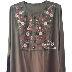 EMBROIDERED LONG VISCOSE SUMMER TOPS - NURAAH