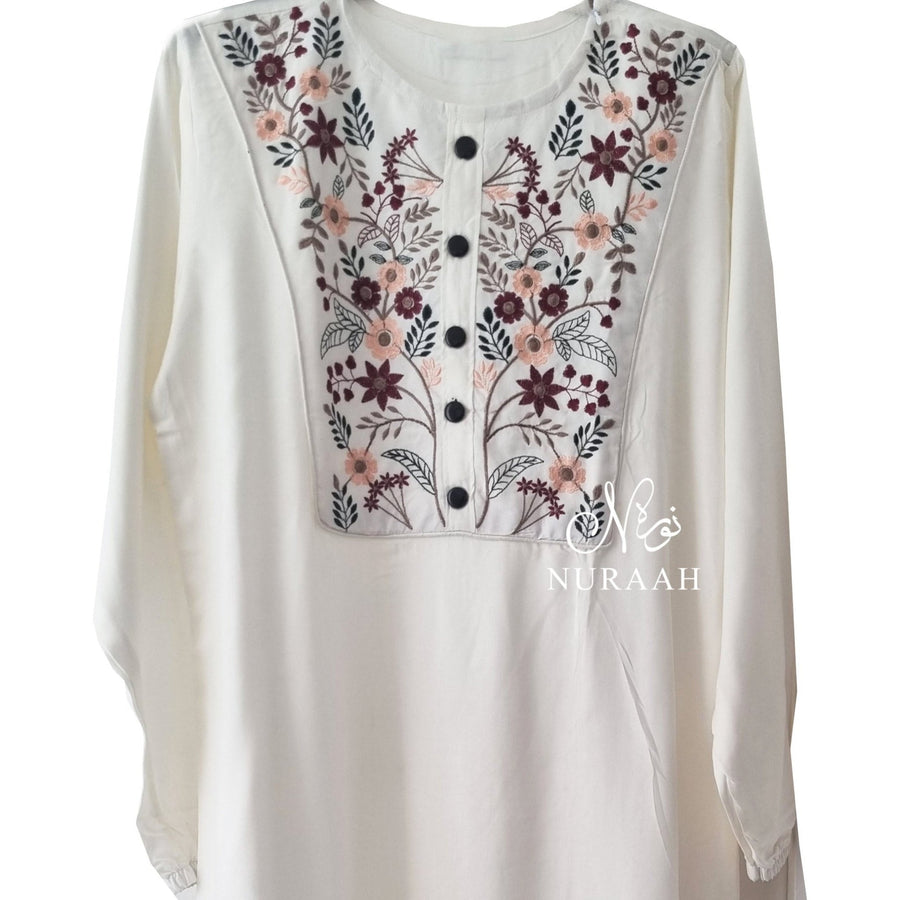 EMBROIDERED LONG VISCOSE SUMMER TOPS - NURAAH