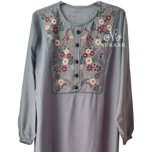 EMBROIDERED LONG VISCOSE SUMMER TOPS - NURAAH