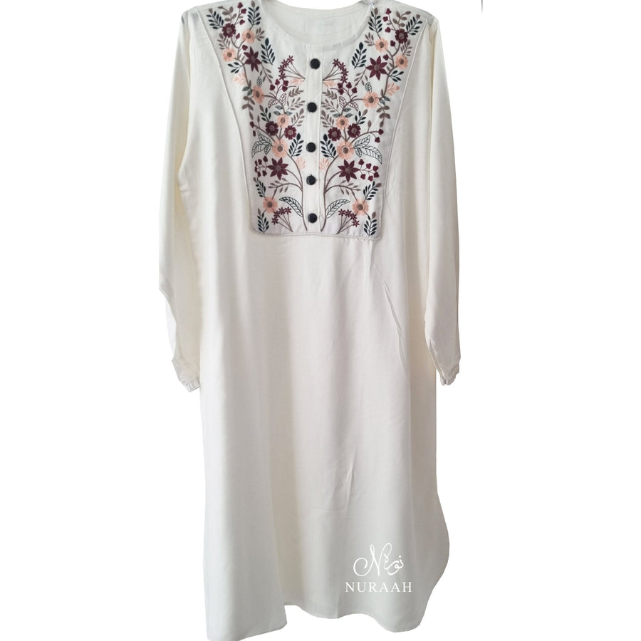 EMBROIDERED LONG VISCOSE SUMMER TOPS - NURAAH