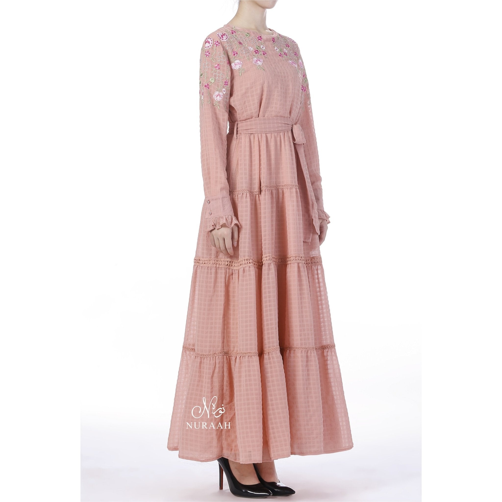 EMBROIDERED TIERED FRILL DRESS 02 - NURAAH