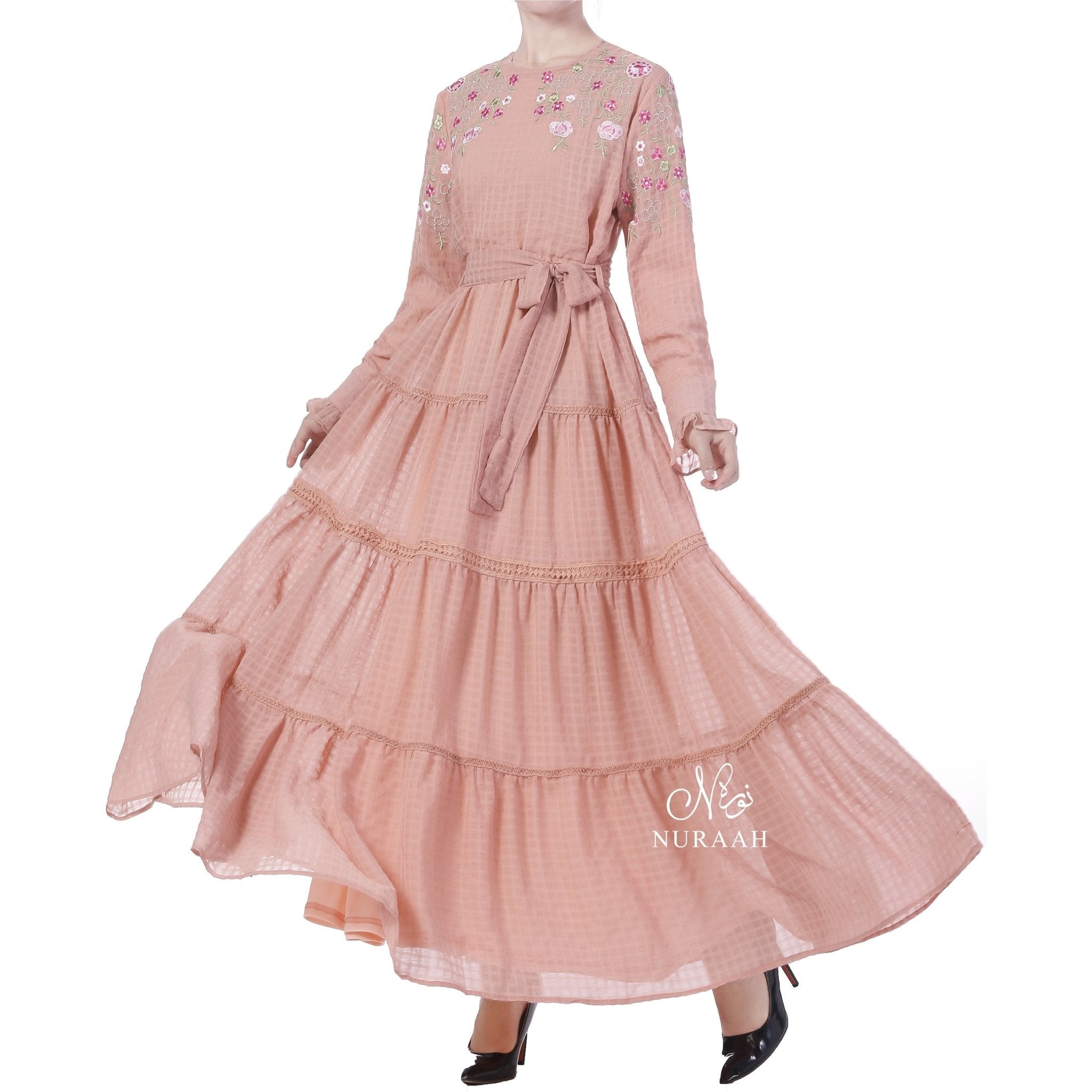 EMBROIDERED TIERED FRILL DRESS 02 - NURAAH