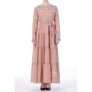 EMBROIDERED TIERED FRILL DRESS - NURAAH