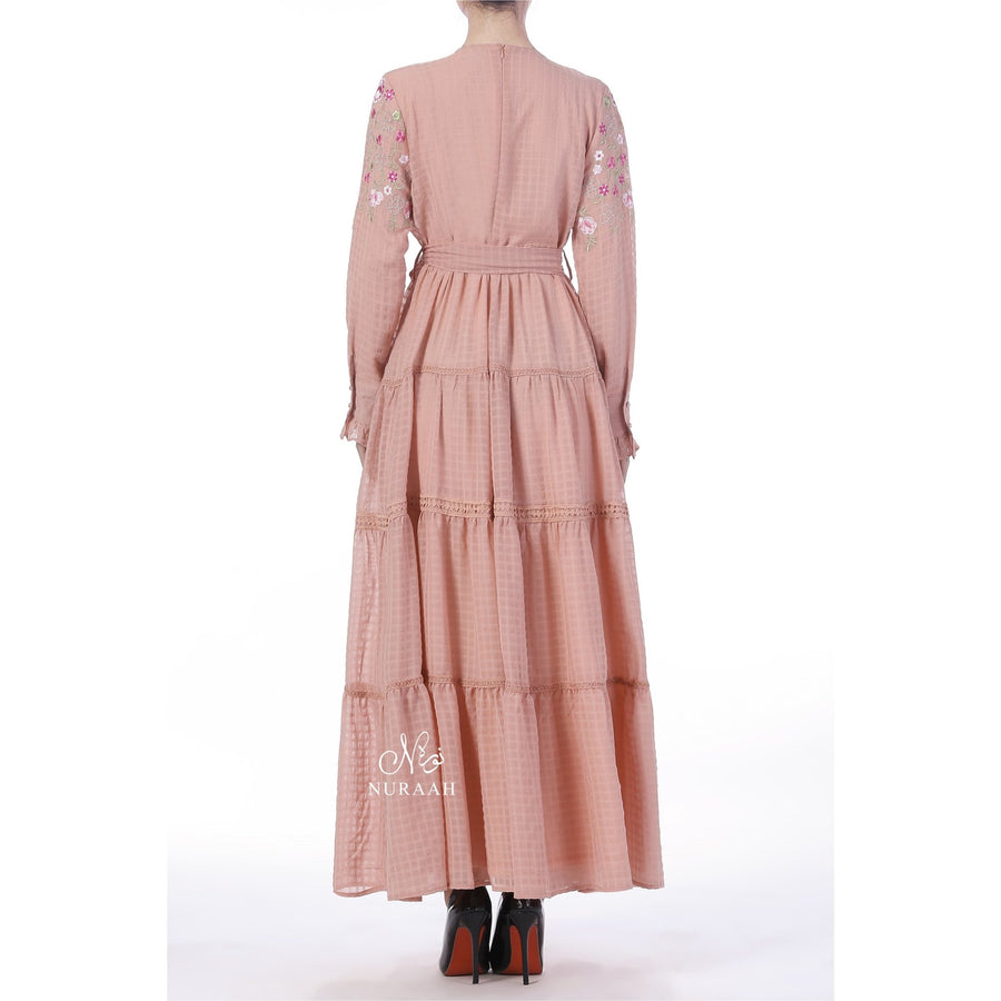 EMBROIDERED TIERED FRILL DRESS - NURAAH