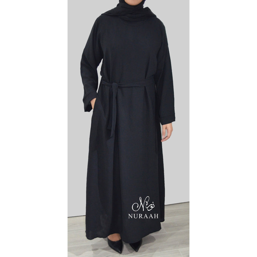 ESSENTIAL PLAIN ABAYA WITH A POCKET BLACK - NURAAH