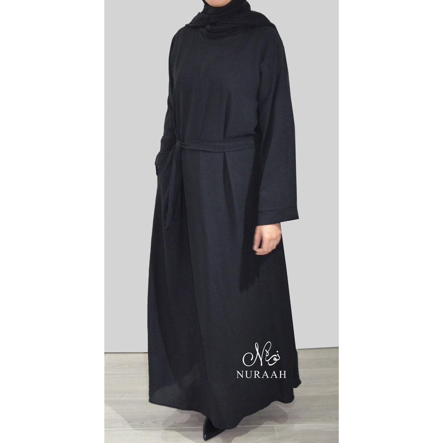 ESSENTIAL PLAIN ABAYA WITH A POCKET BLACK - NURAAH