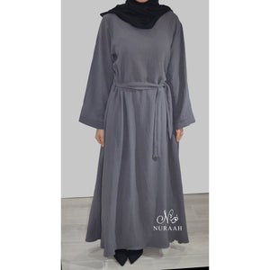 ESSENTIAL PLAIN ABAYA WITH A POCKET GREY - NURAAH