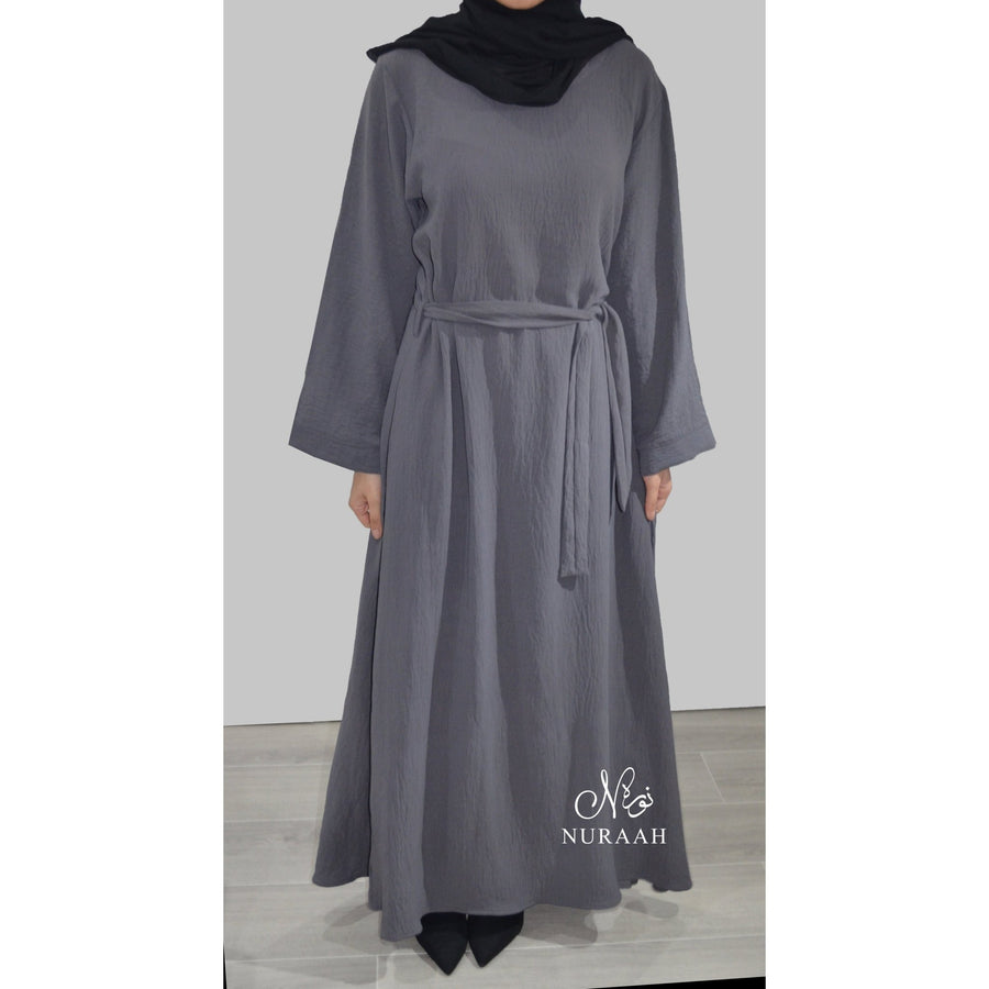 ESSENTIAL PLAIN ABAYA WITH A POCKET GREY - NURAAH