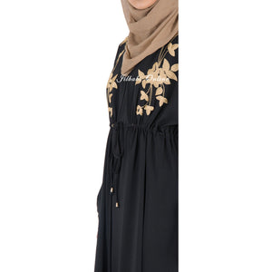 FLORAL EMBROIDERED KIMONO black FL075 - NURAAH