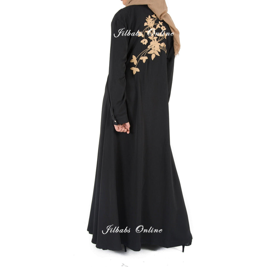 FLORAL EMBROIDERED KIMONO black FL075 - NURAAH