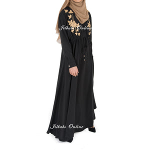 FLORAL EMBROIDERED KIMONO black FL075 - NURAAH