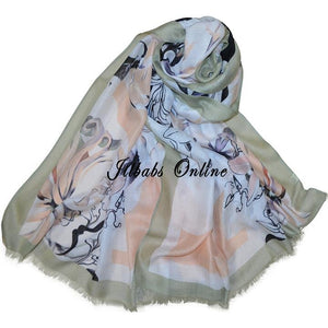 FLOWER DREAM SCARF SAGE GREEN - NURAAH