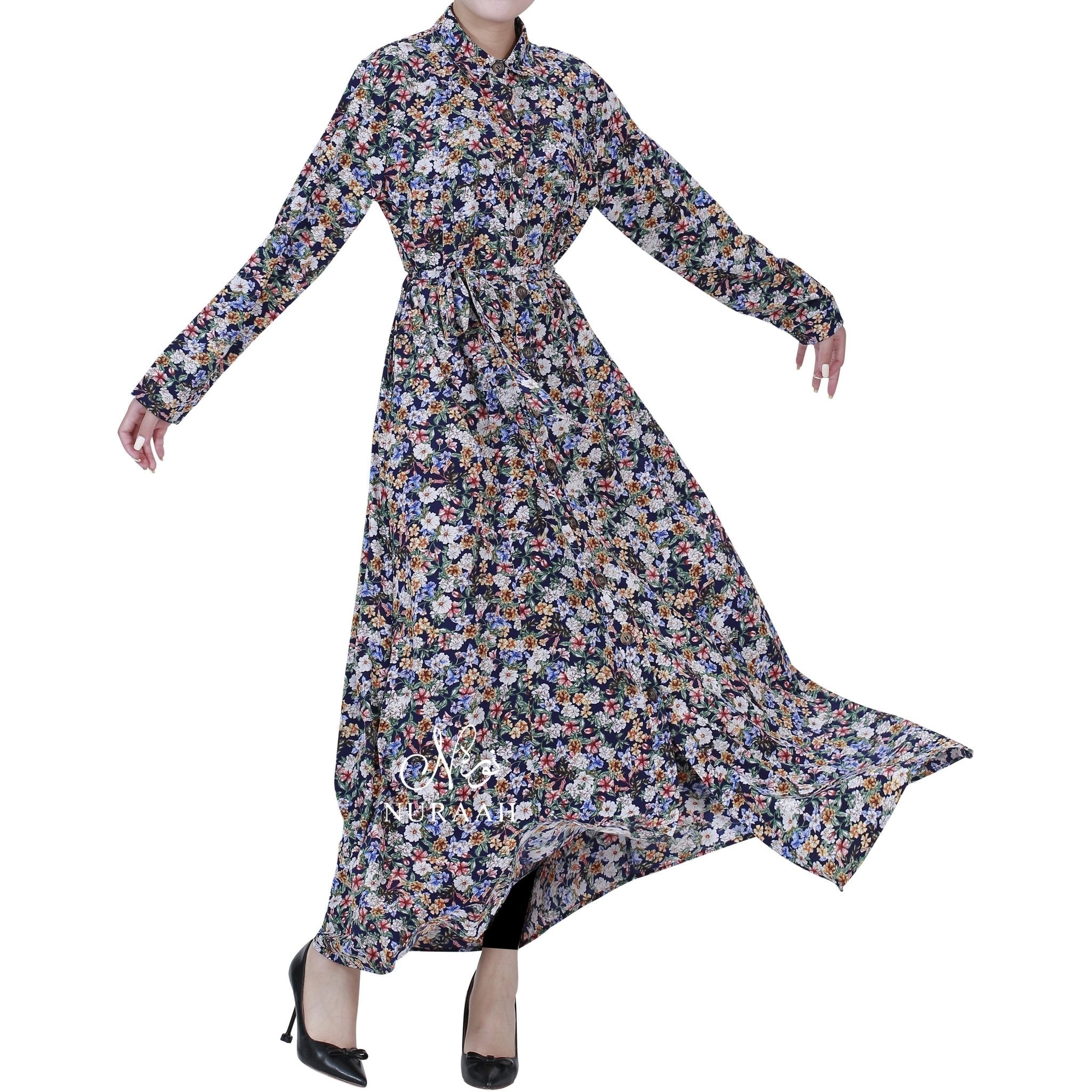 FLOWER GARDEN SHIRT DRESS BLUE 06 - NURAAH