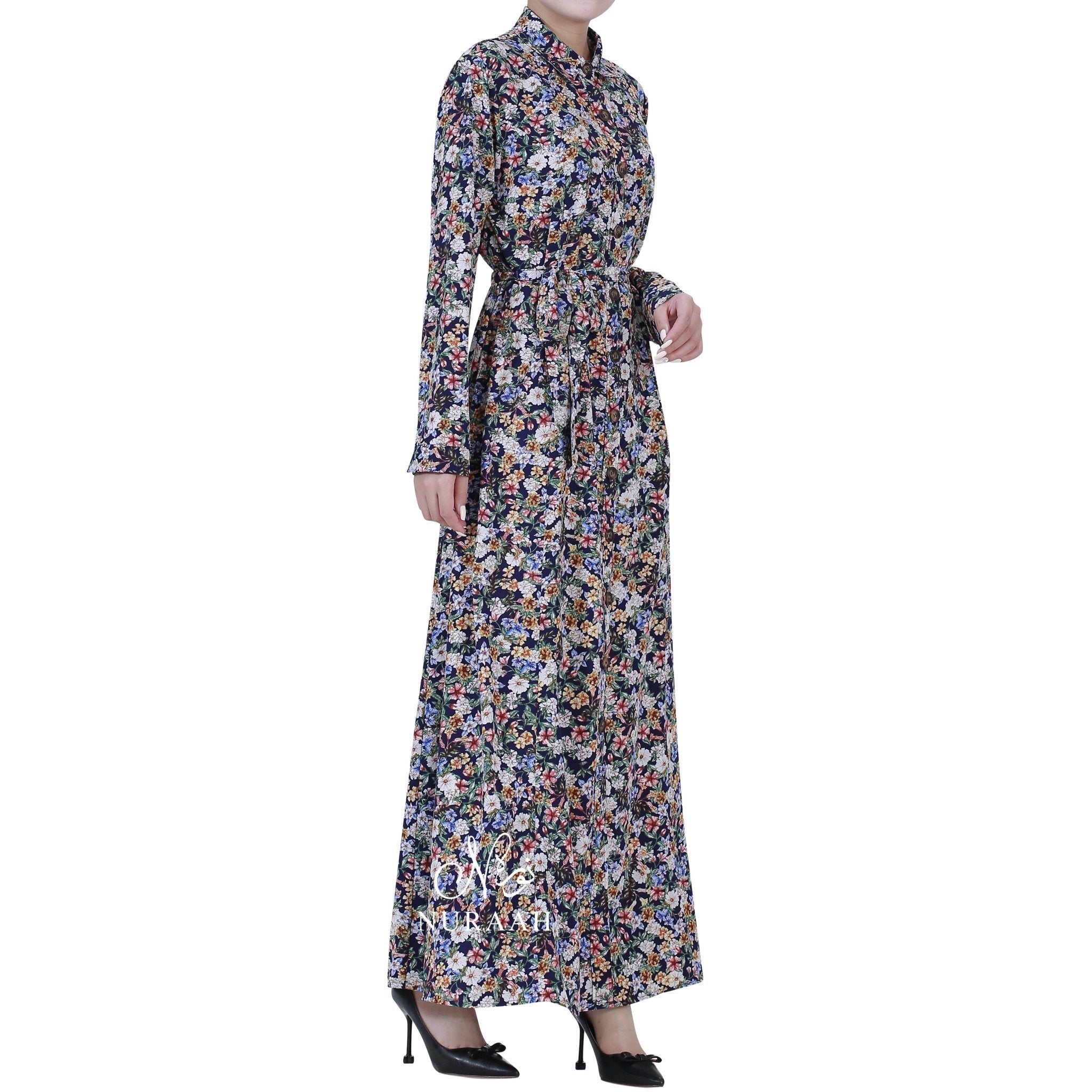 FLOWER GARDEN SHIRT DRESS BLUE 06 - NURAAH