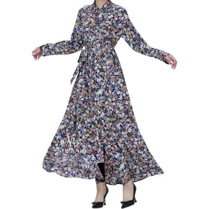 FLOWER GARDEN SHIRT DRESS BLUE - NURAAH