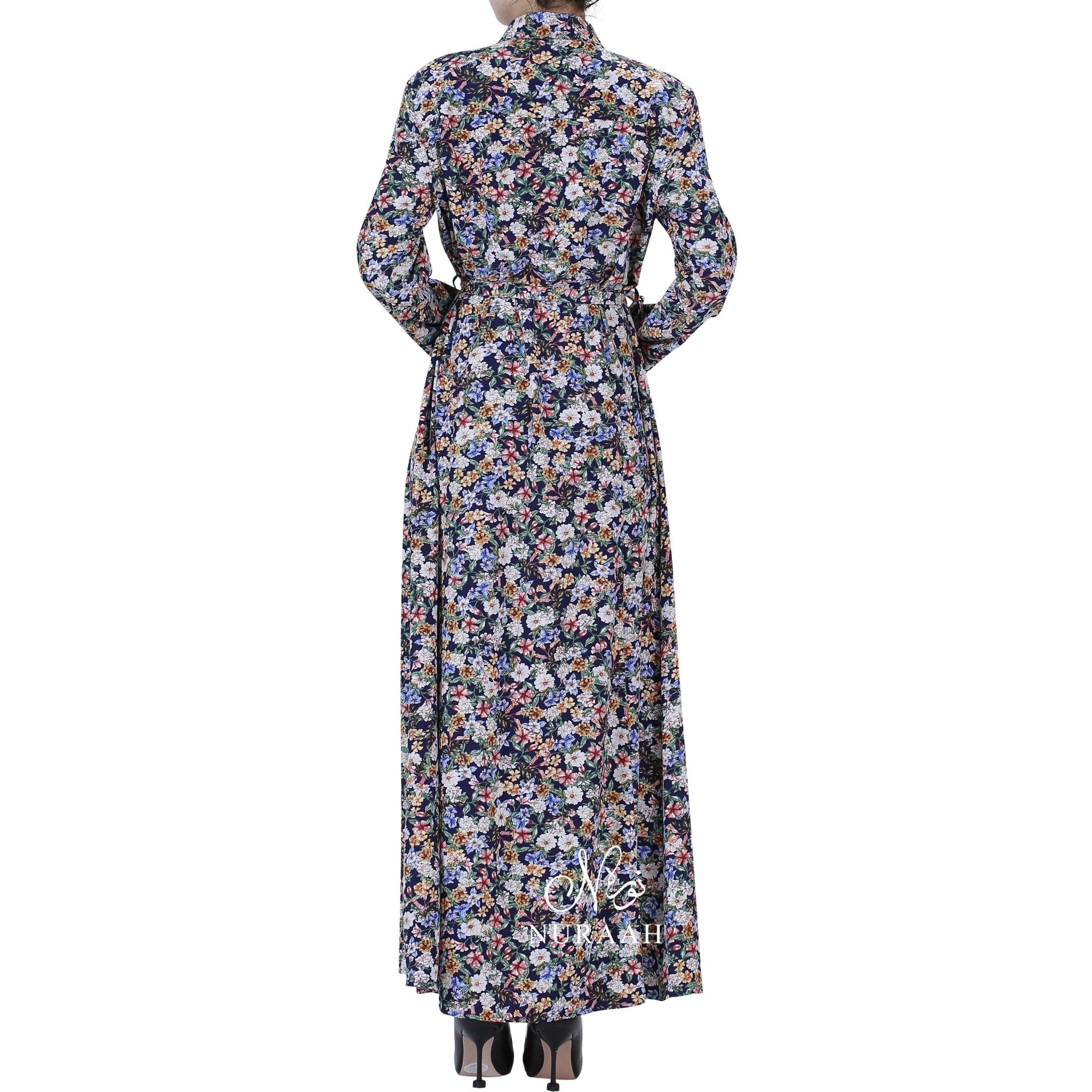 FLOWER GARDEN SHIRT DRESS BLUE - NURAAH