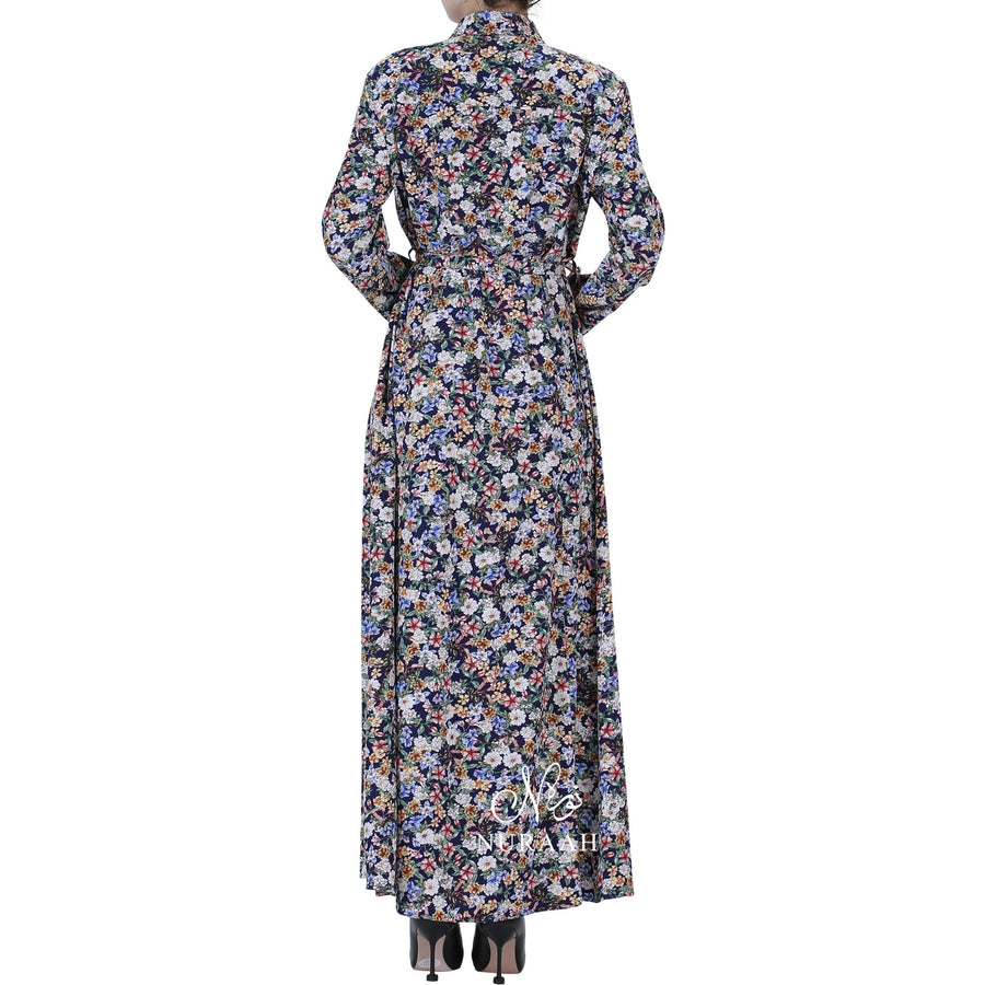 FLOWER GARDEN SHIRT DRESS BLUE - NURAAH