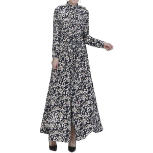 FRONT OPENING SUMMER DRESS BLUE - NURAAH