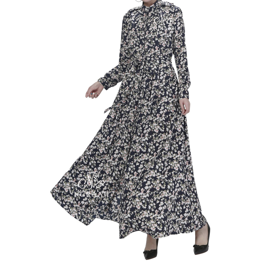 FRONT OPENING SUMMER DRESS BLUE - NURAAH