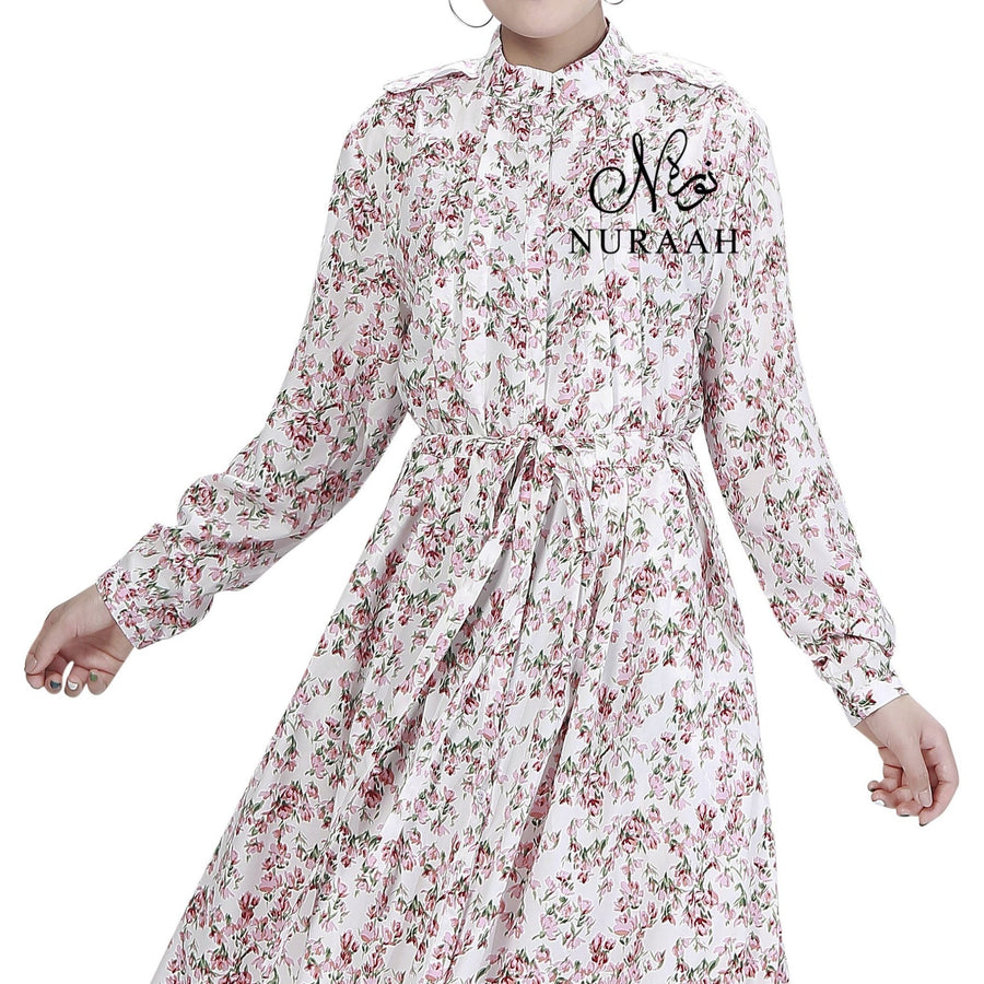 FRONT OPENING SUMMER DRESS IVORY - NURAAH
