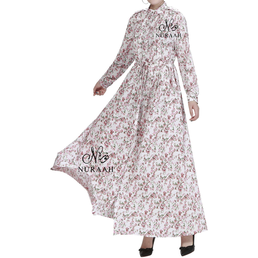 FRONT OPENING SUMMER DRESS IVORY - NURAAH