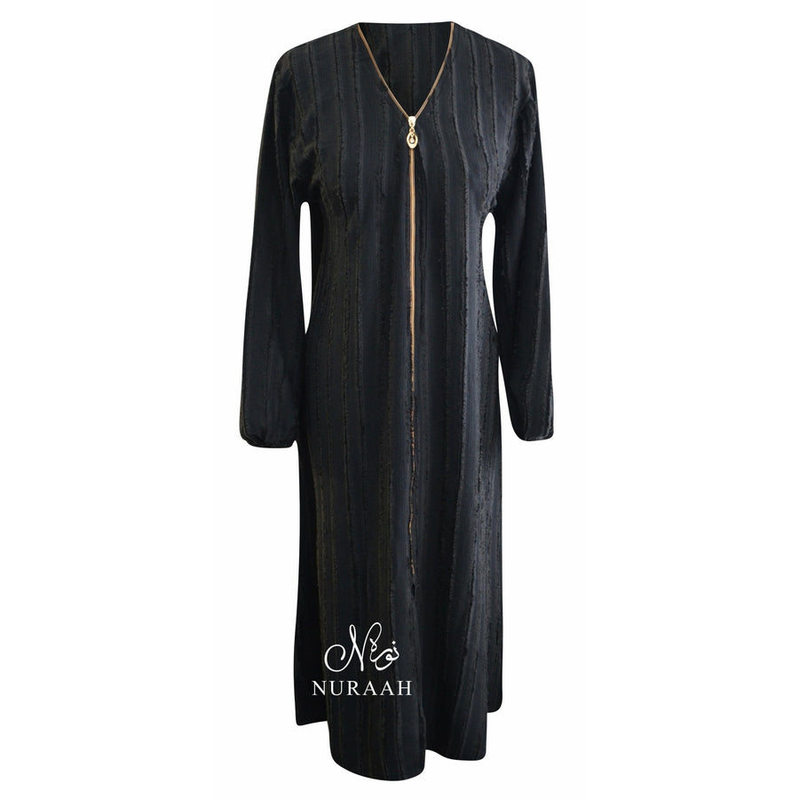 FRONT ZIPPER ABAYA BLACK - NURAAH