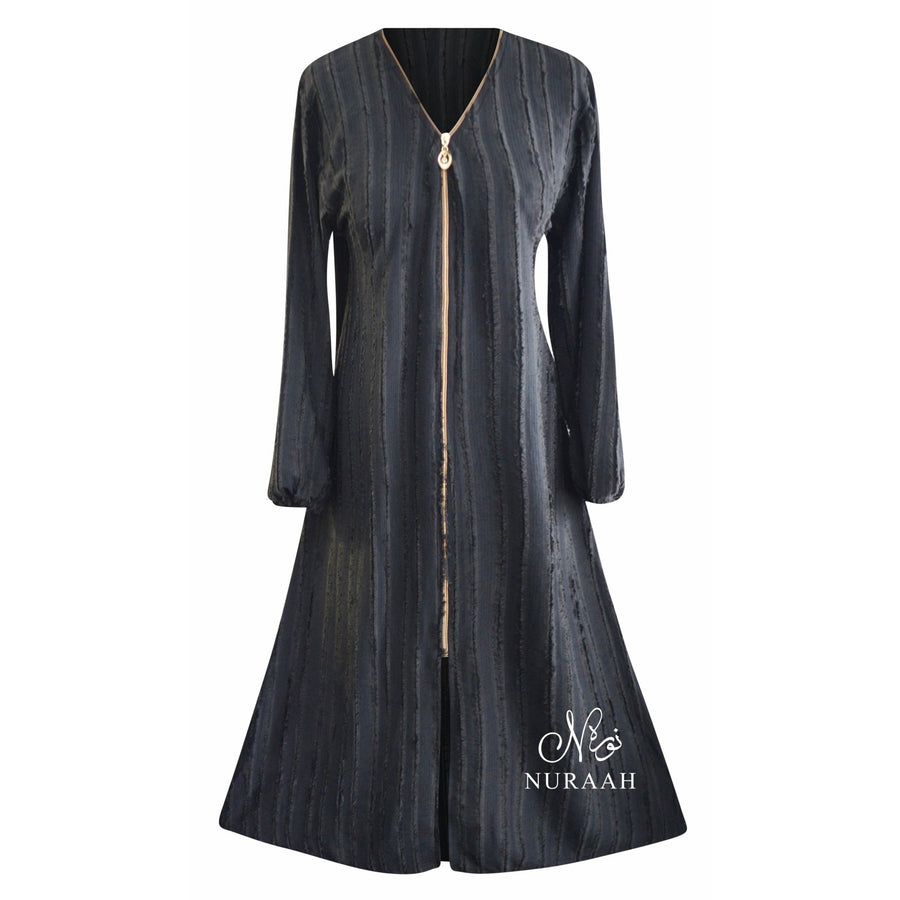 FRONT ZIPPER ABAYA BLACK - NURAAH