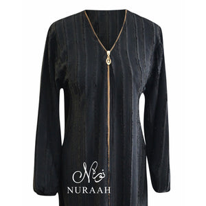 FRONT ZIPPER ABAYA BLACK - NURAAH