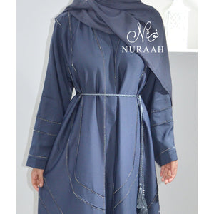 GREY STONE WORK OPEN ABAYA - NURAAH