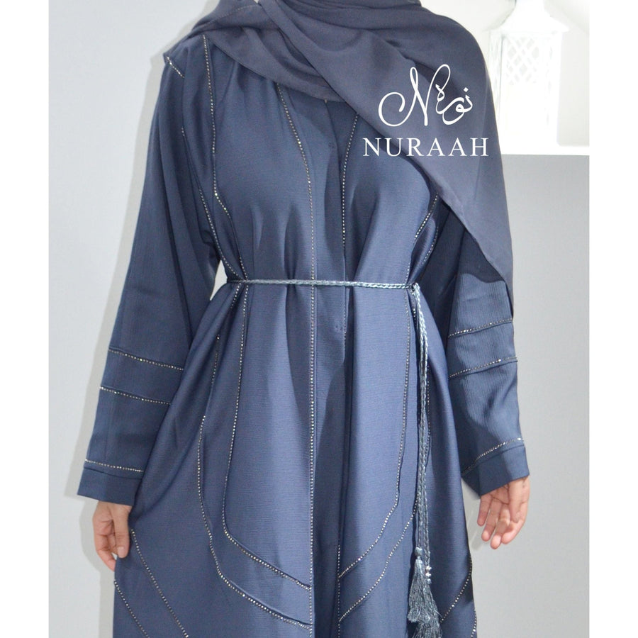 GREY STONE WORK OPEN ABAYA - NURAAH