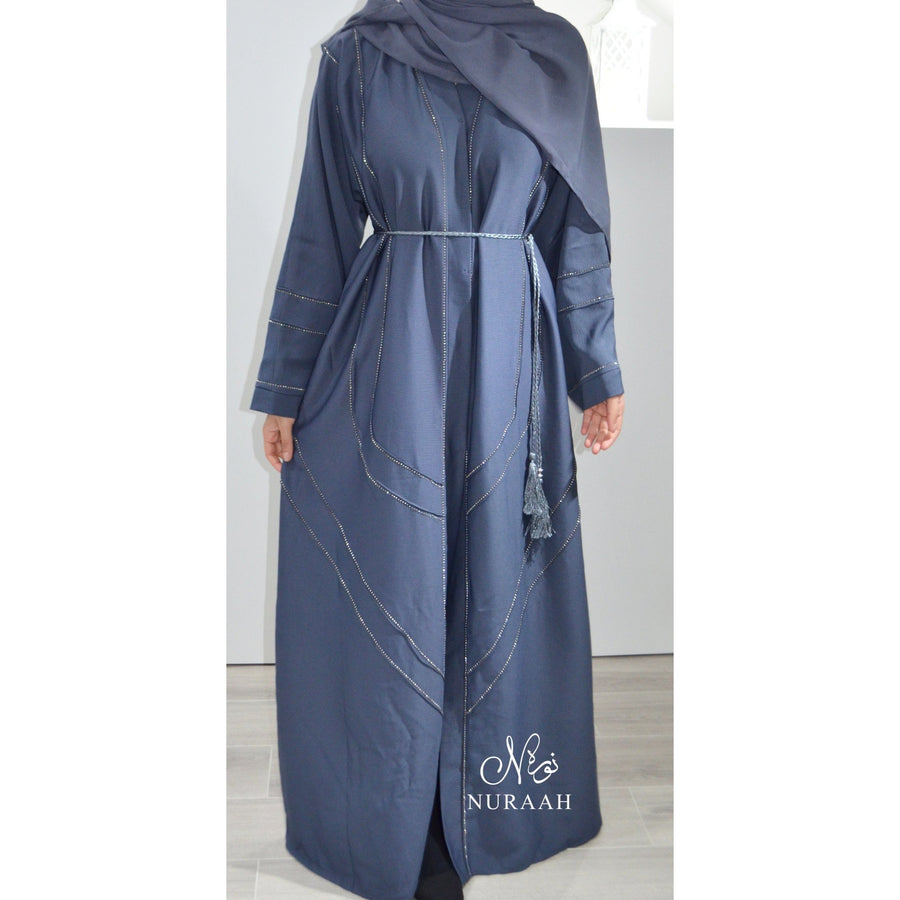 GREY STONE WORK OPEN ABAYA - NURAAH