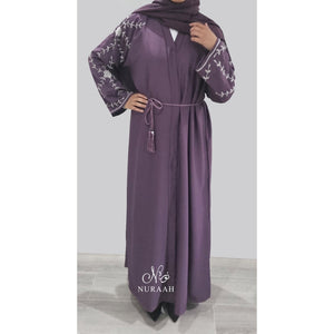 HIBA EMBELLISHED ABAYA MAUVE - NURAAH