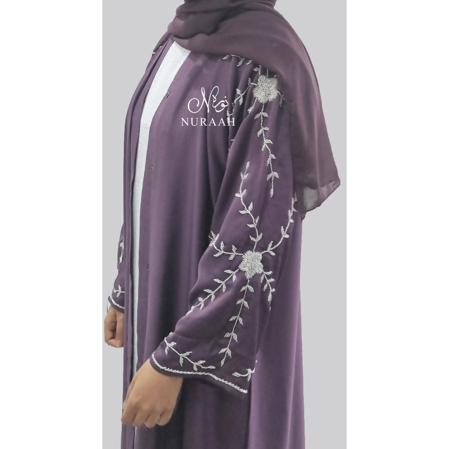 HIBA EMBELLISHED ABAYA MAUVE - NURAAH