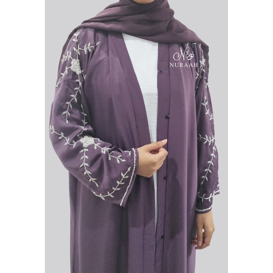 HIBA EMBELLISHED ABAYA MAUVE - NURAAH