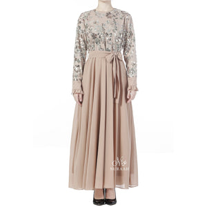 INARAH BEAD & SEQUIN DRESS BEIGE - NURAAH