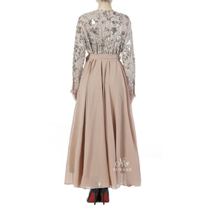 INARAH BEAD & SEQUIN DRESS BEIGE - NURAAH