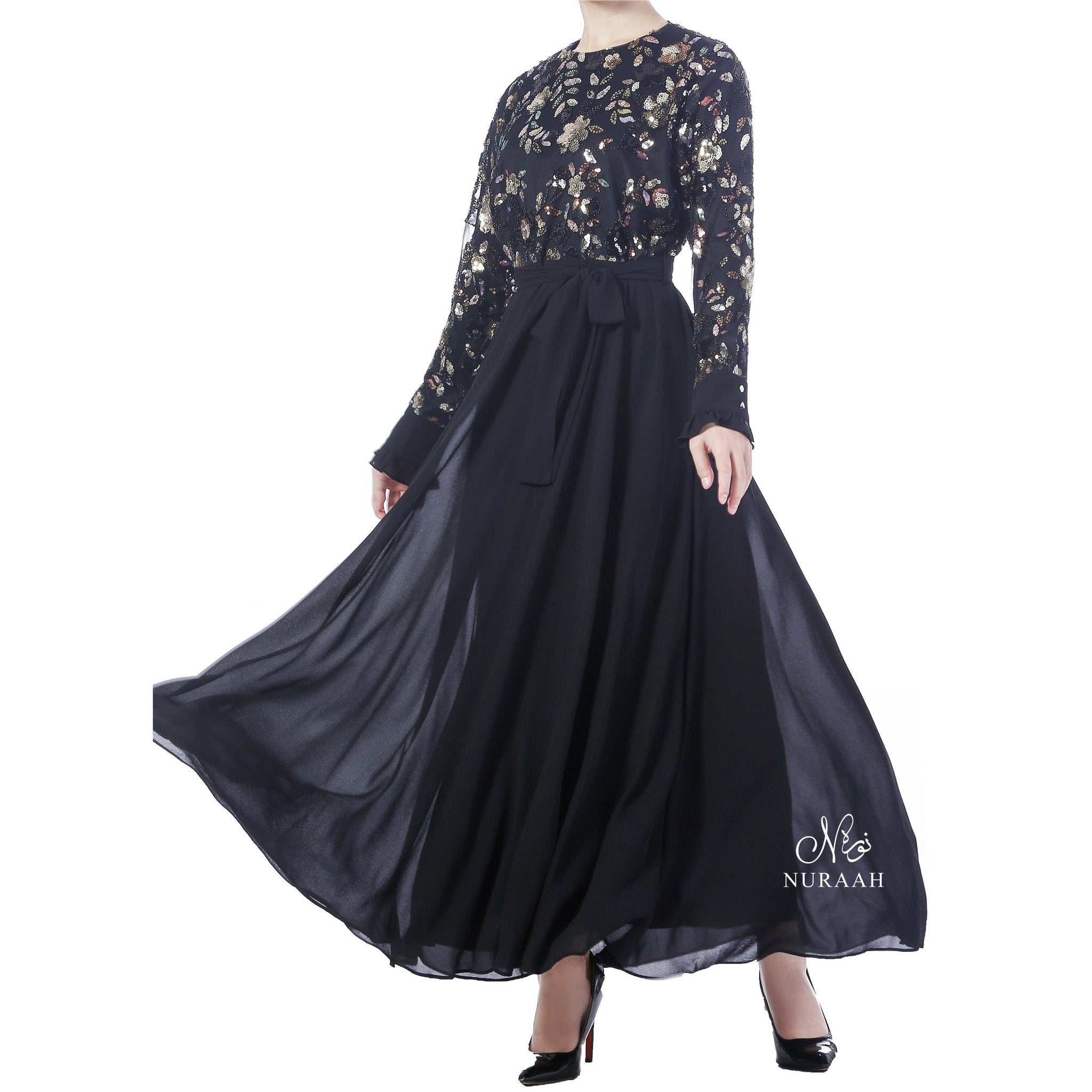 INARAH BEAD & SEQUIN DRESS BLACK 02 - NURAAH