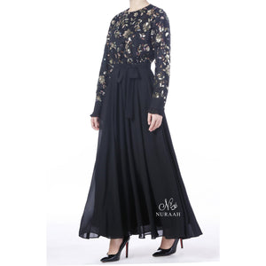 INARAH BEAD & SEQUIN DRESS BLACK - NURAAH